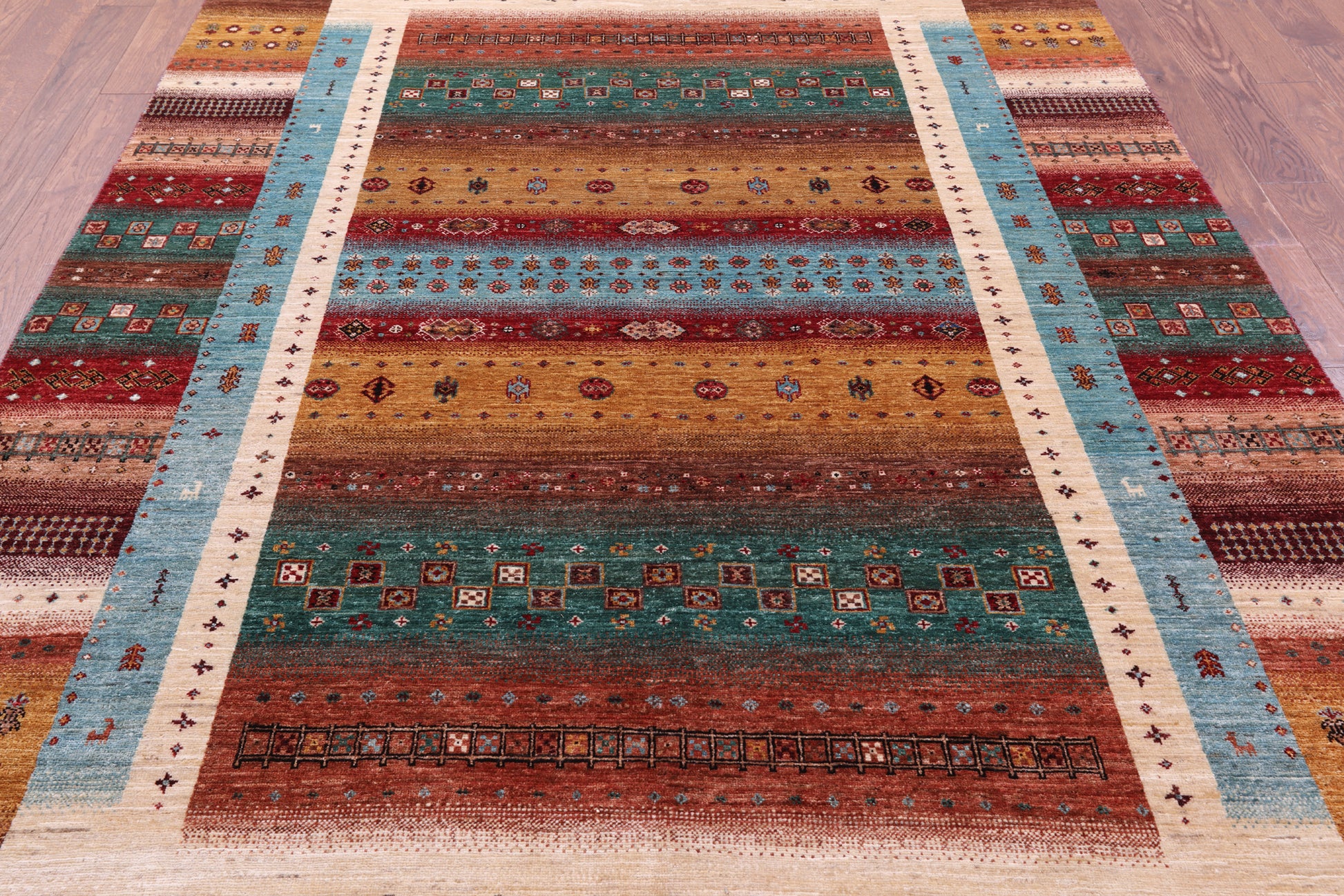 Persian Tribal Gabbeh Hand Knotted Wool Rug - 6' 10" X 9' 11" - Golden Nile