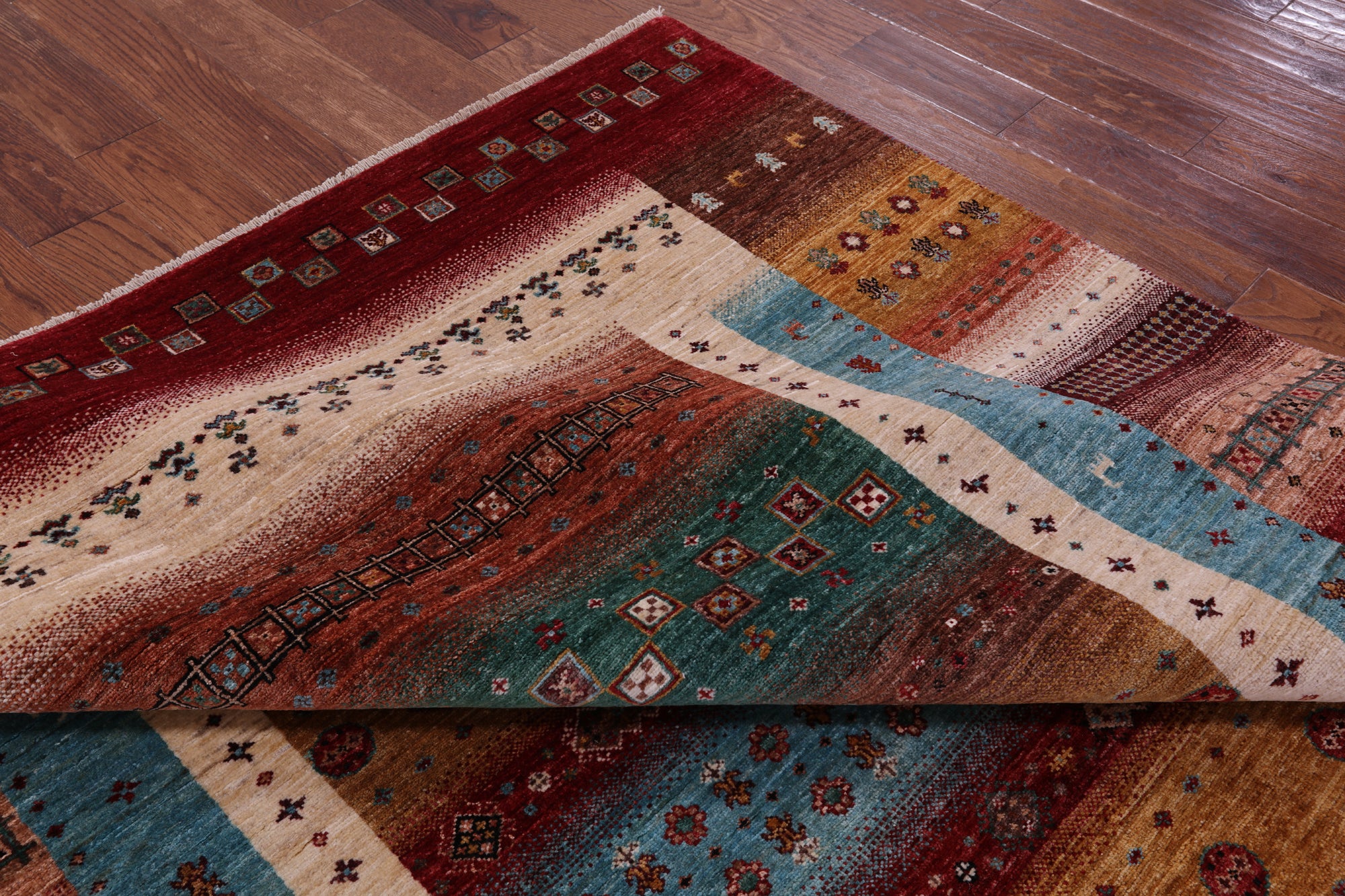 Persian Tribal Gabbeh Hand Knotted Wool Rug - 6' 10" X 9' 11" - Golden Nile
