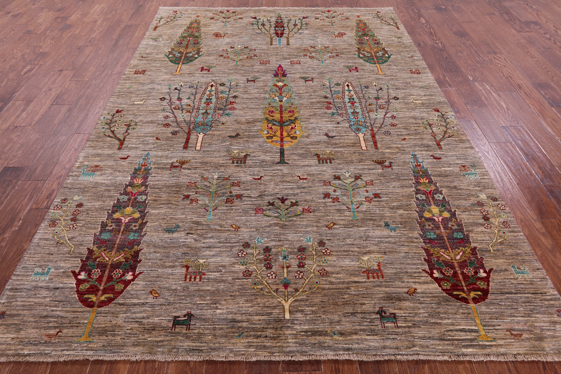 Persian Tribal Gabbeh Hand Knotted Wool Rug - 6' 11" X 9' 10" - Golden Nile