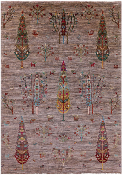 Persian Tribal Gabbeh Hand Knotted Wool Rug - 6' 11" X 9' 10" - Golden Nile