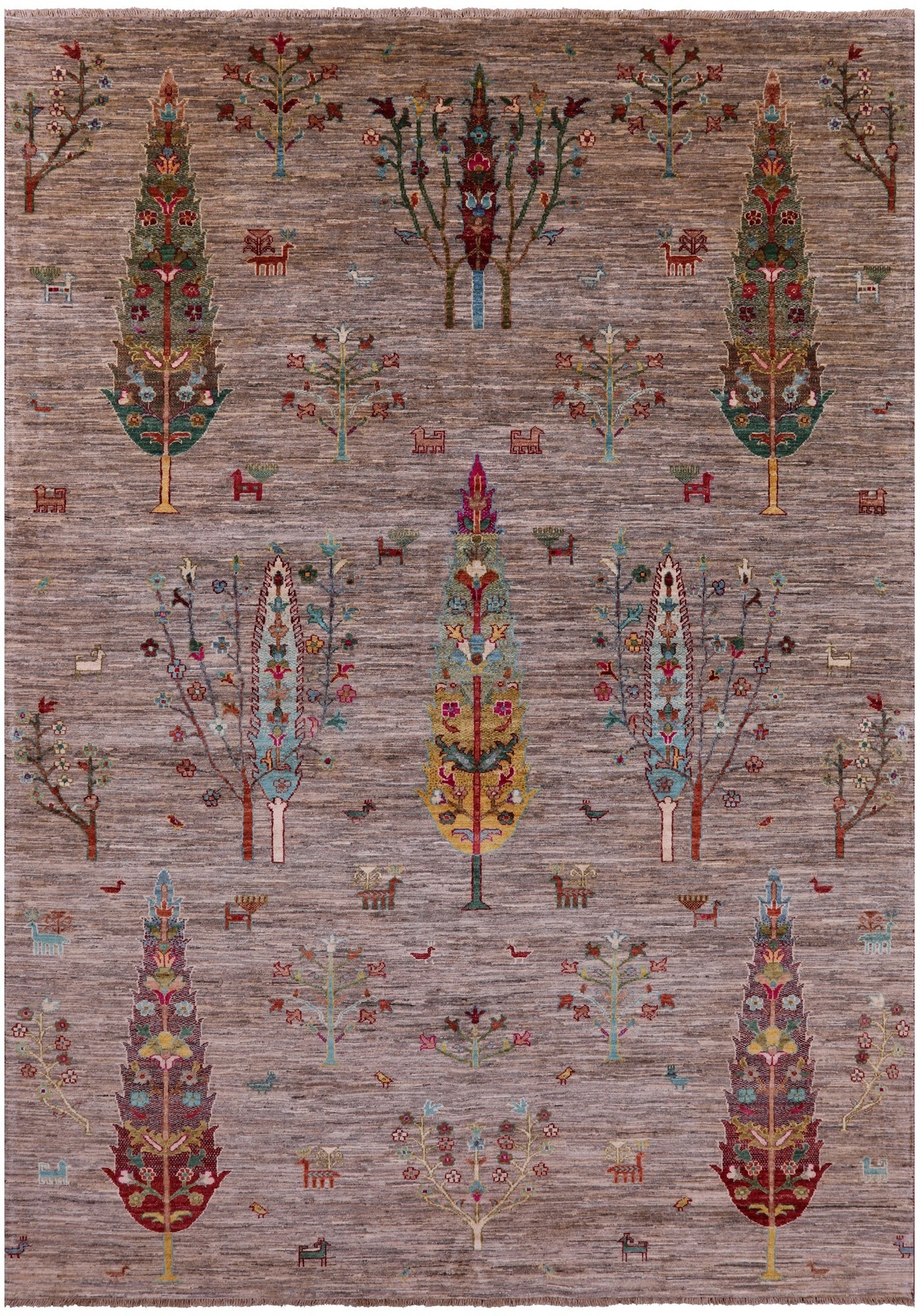 Persian Tribal Gabbeh Hand Knotted Wool Rug - 6' 11" X 9' 10" - Golden Nile