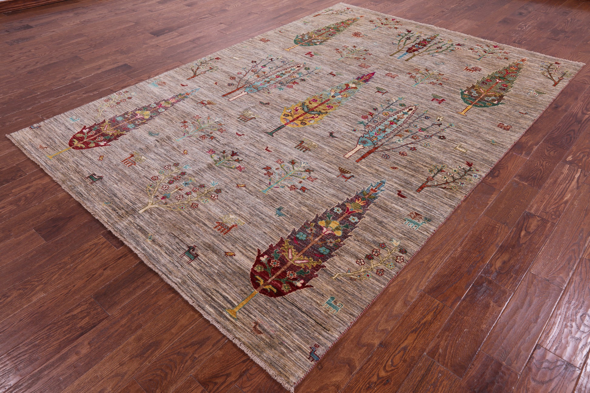 Persian Tribal Gabbeh Hand Knotted Wool Rug - 6' 11" X 9' 10" - Golden Nile