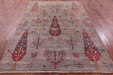 Persian Tribal Gabbeh Hand Knotted Wool Rug - 5' 10" X 8' 0" - Golden Nile