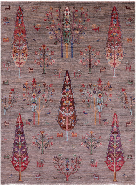 Persian Tribal Gabbeh Hand Knotted Wool Rug - 5' 10" X 8' 0" - Golden Nile