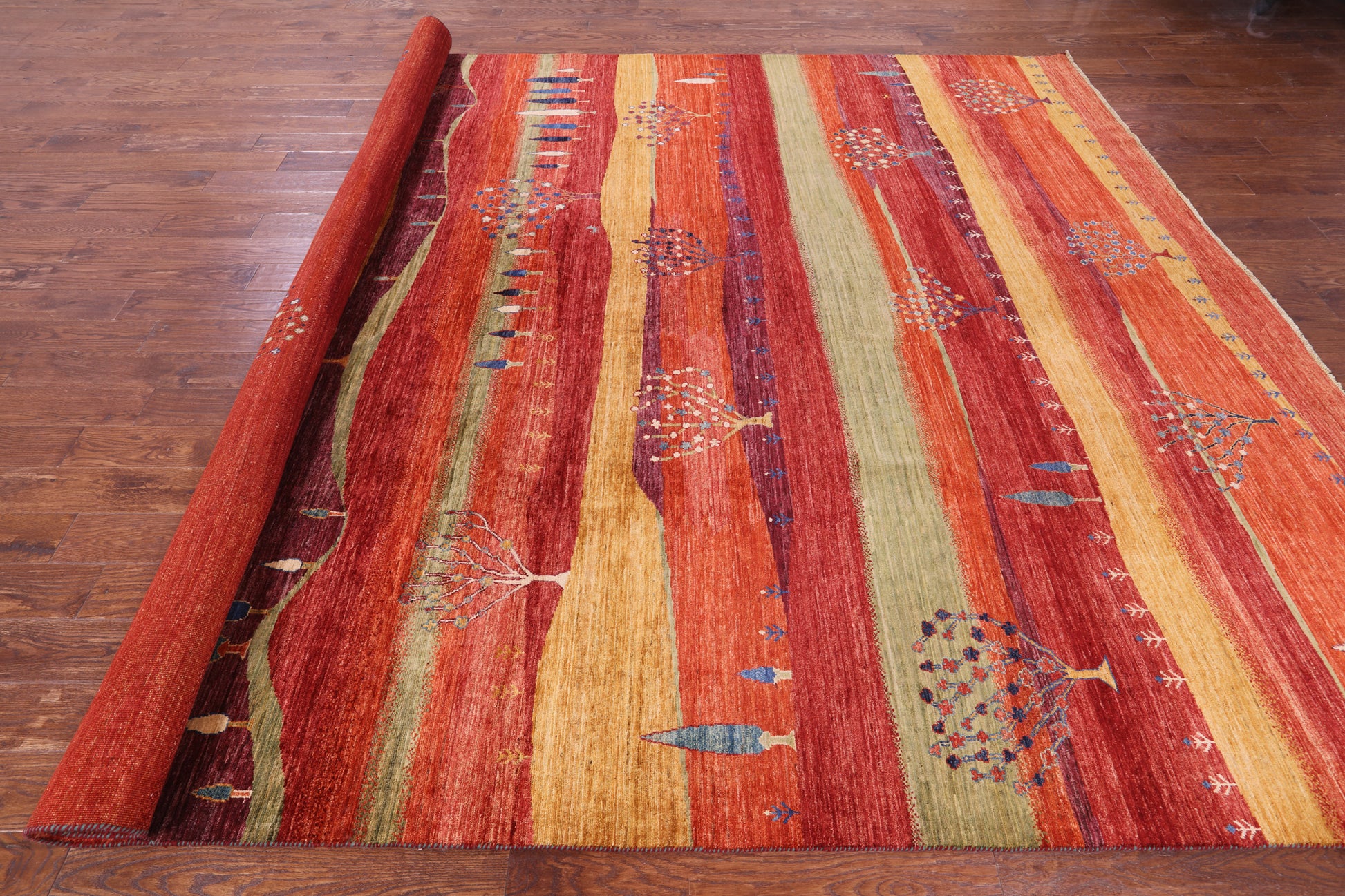 Tribal Persian Gabbeh Hand Knotted Wool Rug - 9' 9" X 13' 3" - Golden Nile