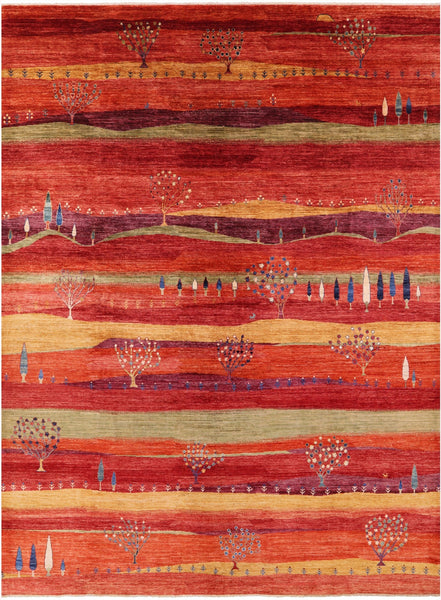 Tribal Persian Gabbeh Hand Knotted Wool Rug - 9' 9" X 13' 3" - Golden Nile
