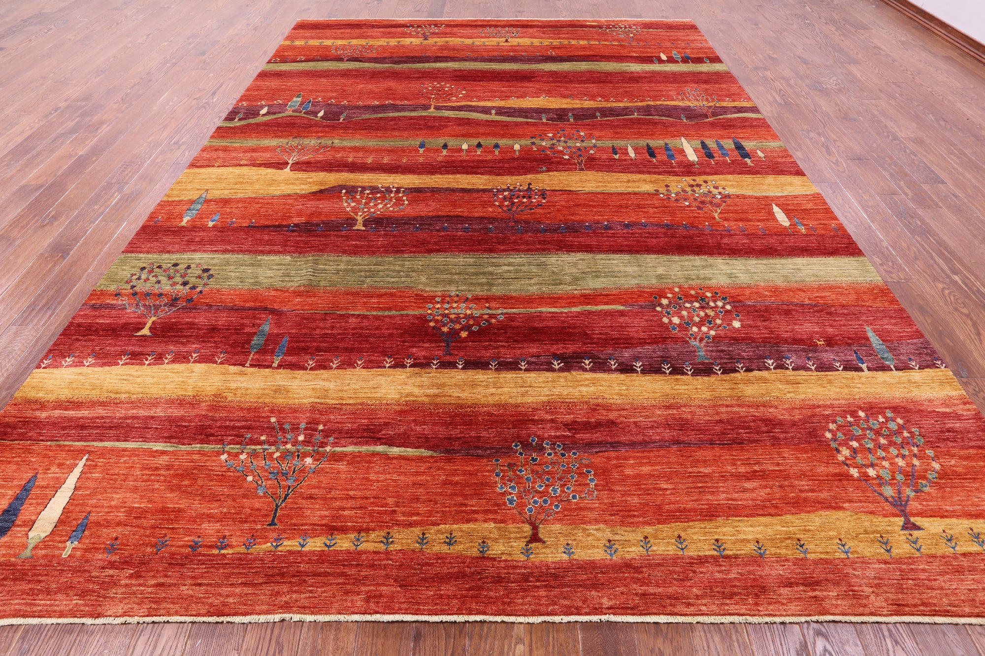 Tribal Persian Gabbeh Hand Knotted Wool Rug - 9' 9" X 13' 3" - Golden Nile