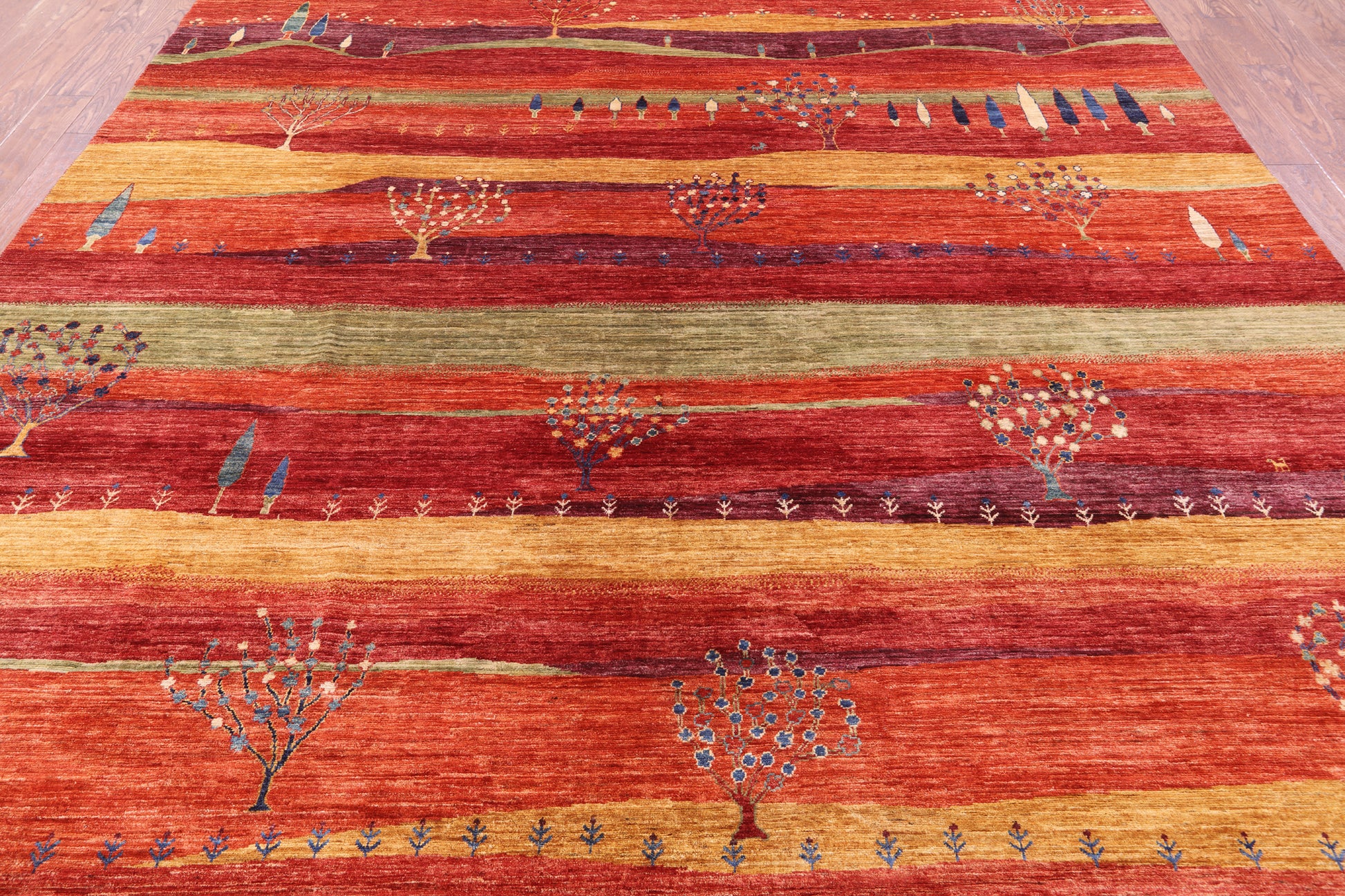 Tribal Persian Gabbeh Hand Knotted Wool Rug - 9' 9" X 13' 3" - Golden Nile