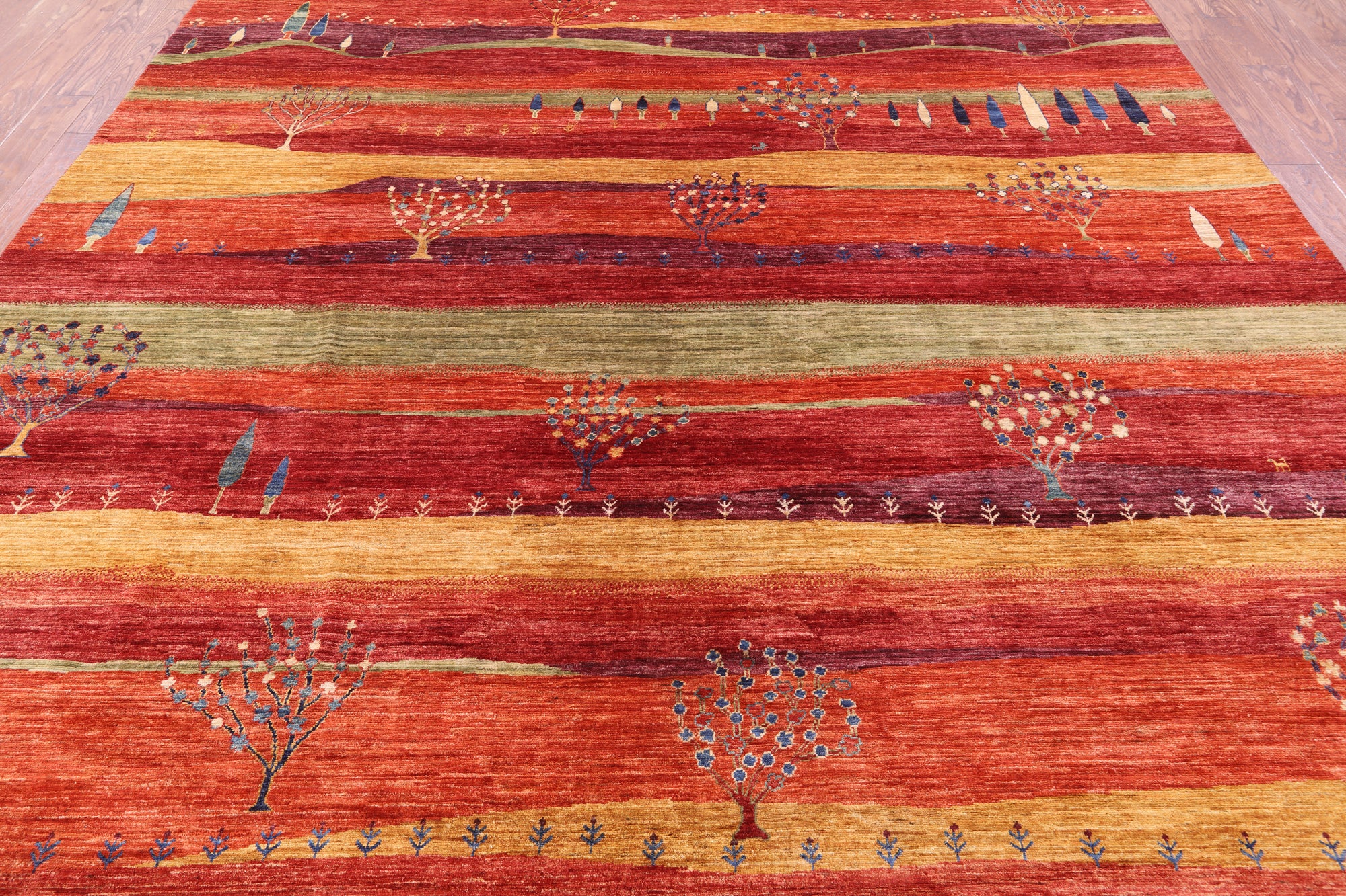 Tribal Persian Gabbeh Hand Knotted Wool Rug - 9' 9" X 13' 3" - Golden Nile