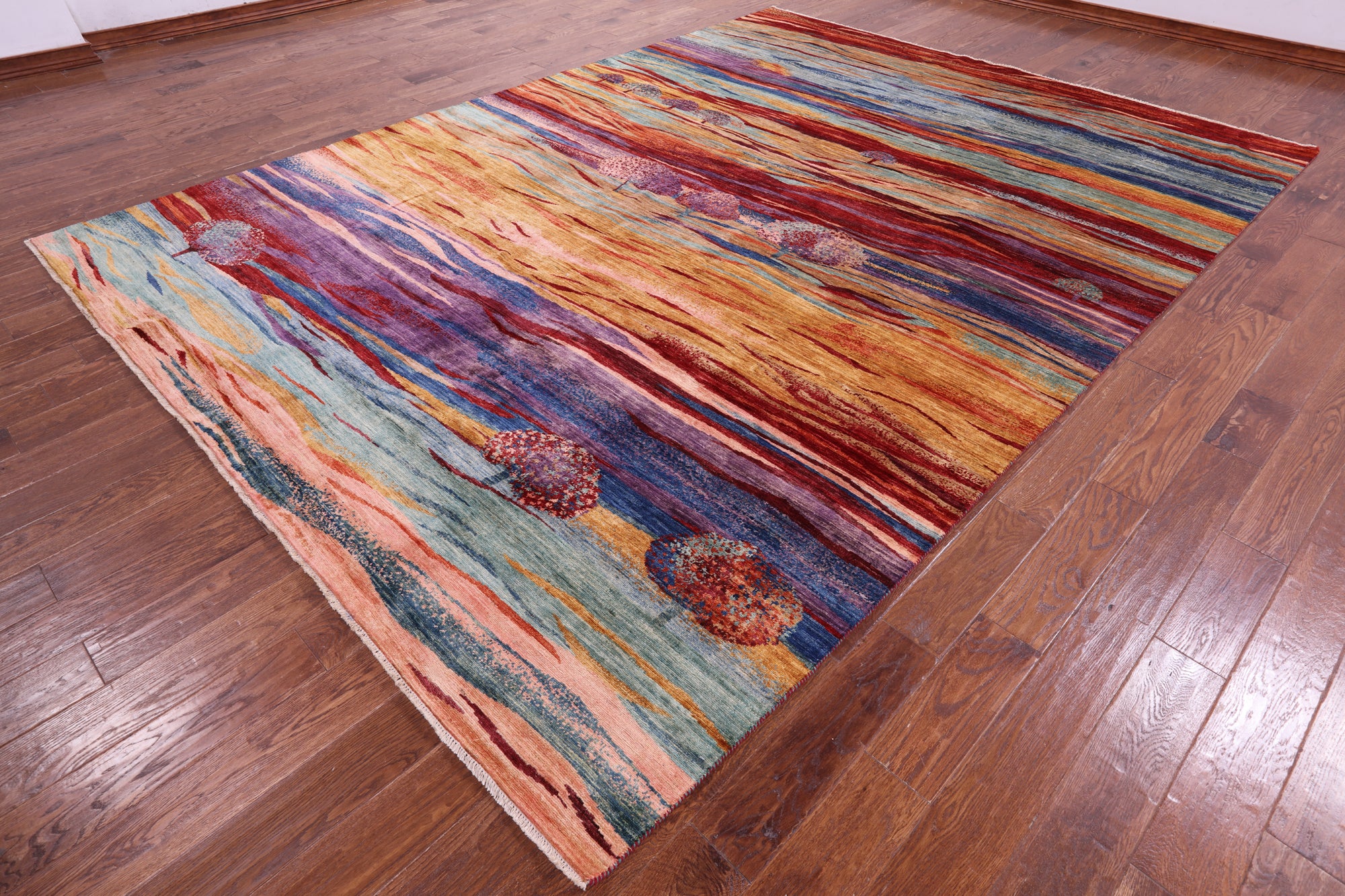 Tribal Persian Gabbeh Handmade Wool Rug - 8' 10" X 12' 0" - Golden Nile