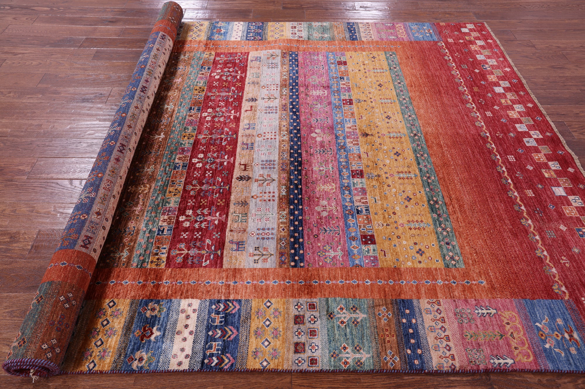 Persian Gabbeh Tribal Handmade Wool Rug - 7' 0" X 10' 3" - Golden Nile