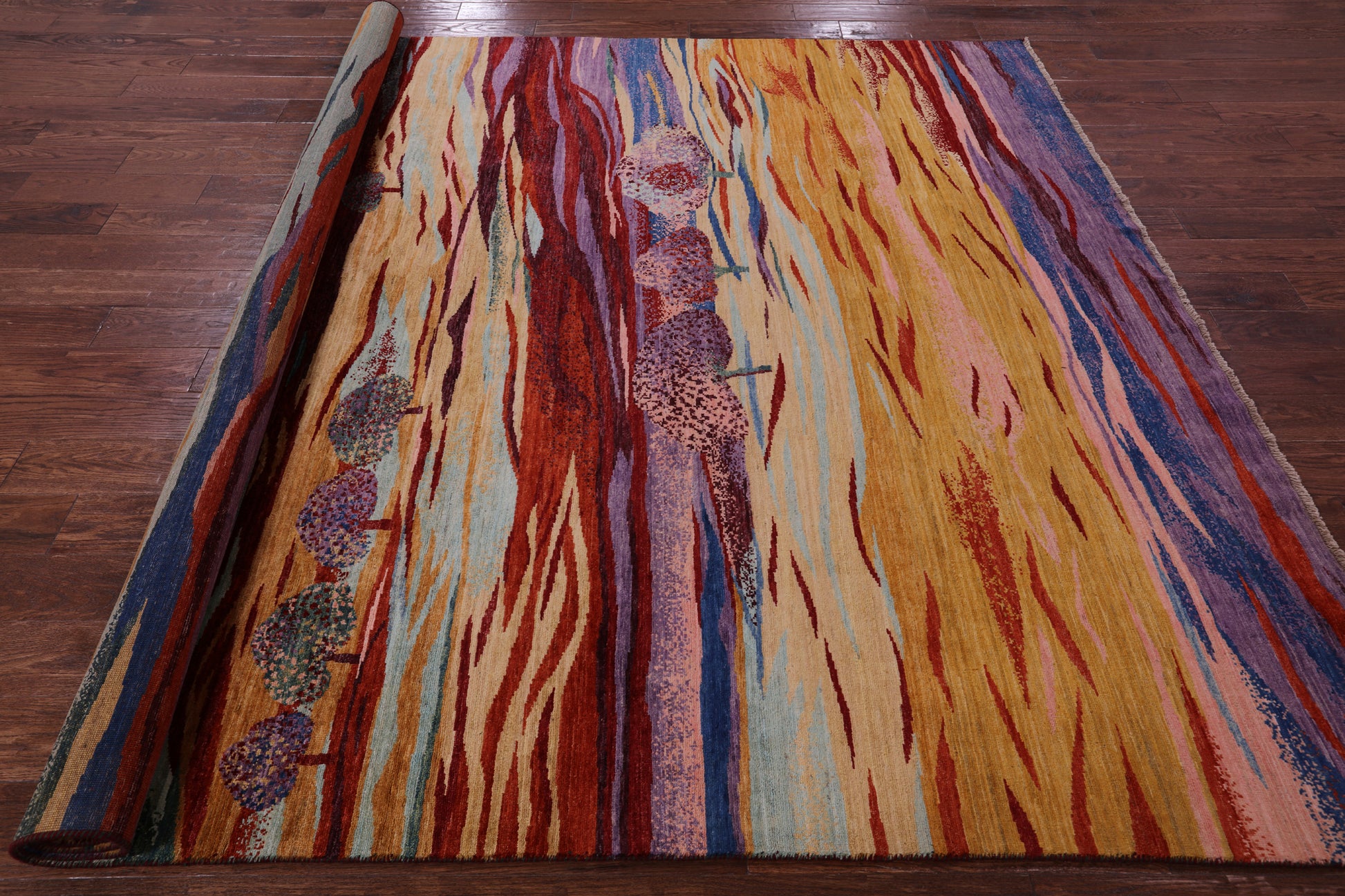 Tribal Persian Gabbeh Hand Knotted Wool Rug - 7' 10" X 9' 8" - Golden Nile