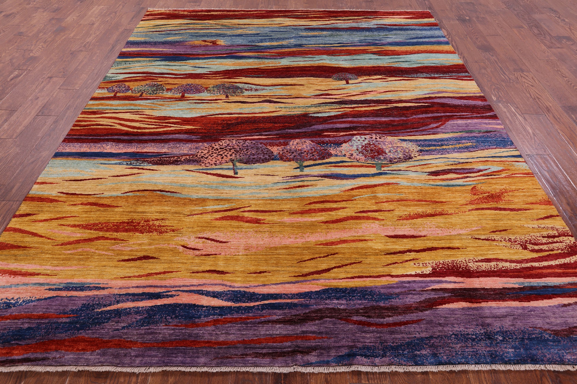 Tribal Persian Gabbeh Hand Knotted Wool Rug - 7' 10" X 9' 8" - Golden Nile