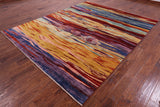 Tribal Persian Gabbeh Hand Knotted Wool Rug - 7' 10" X 9' 8" - Golden Nile