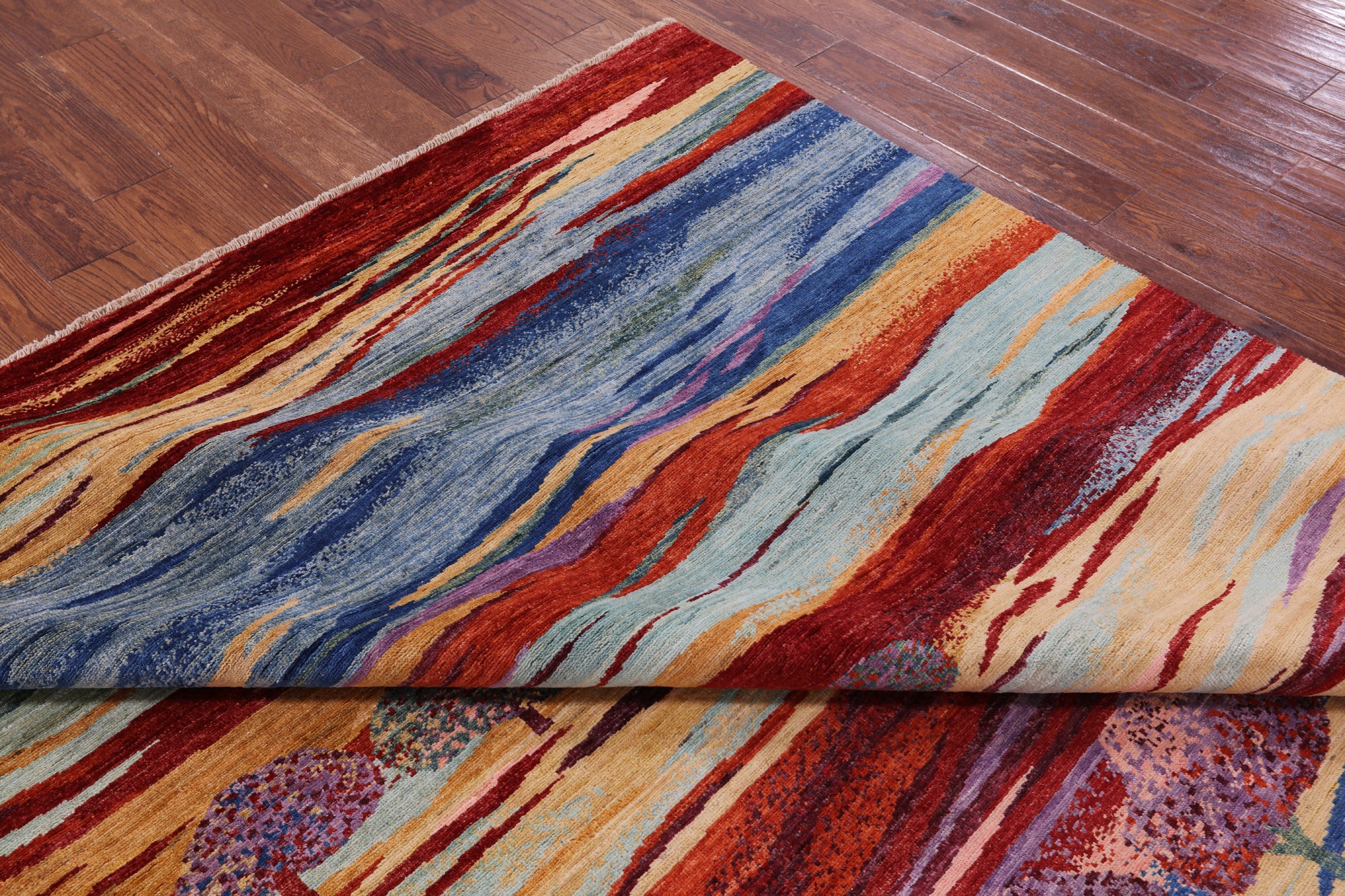 Tribal Persian Gabbeh Hand Knotted Wool Rug - 7' 10" X 9' 8" - Golden Nile