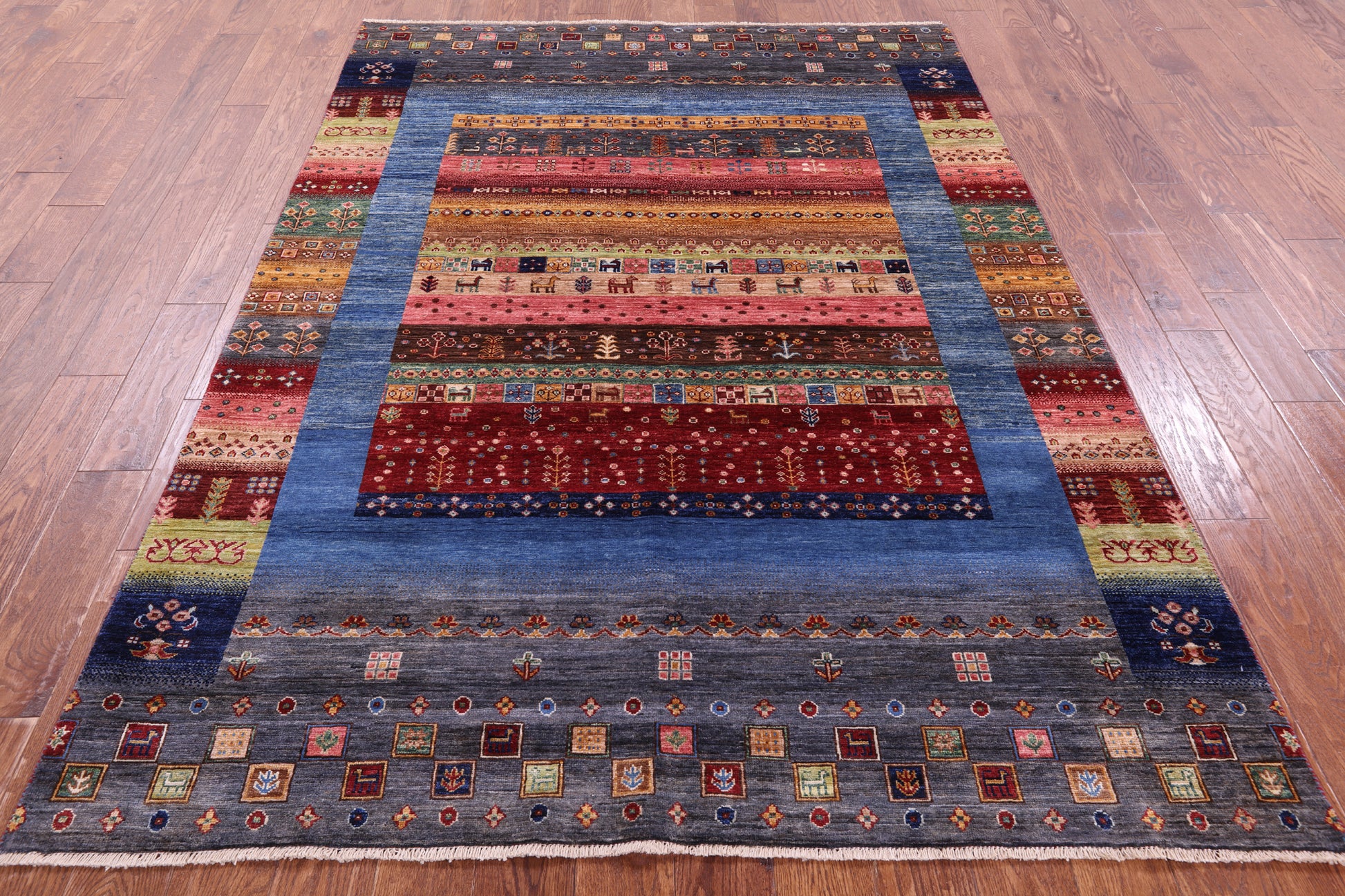 Persian Gabbeh Tribal Hand Knotted Wool Rug - 5' 9" X 7' 11" - Golden Nile