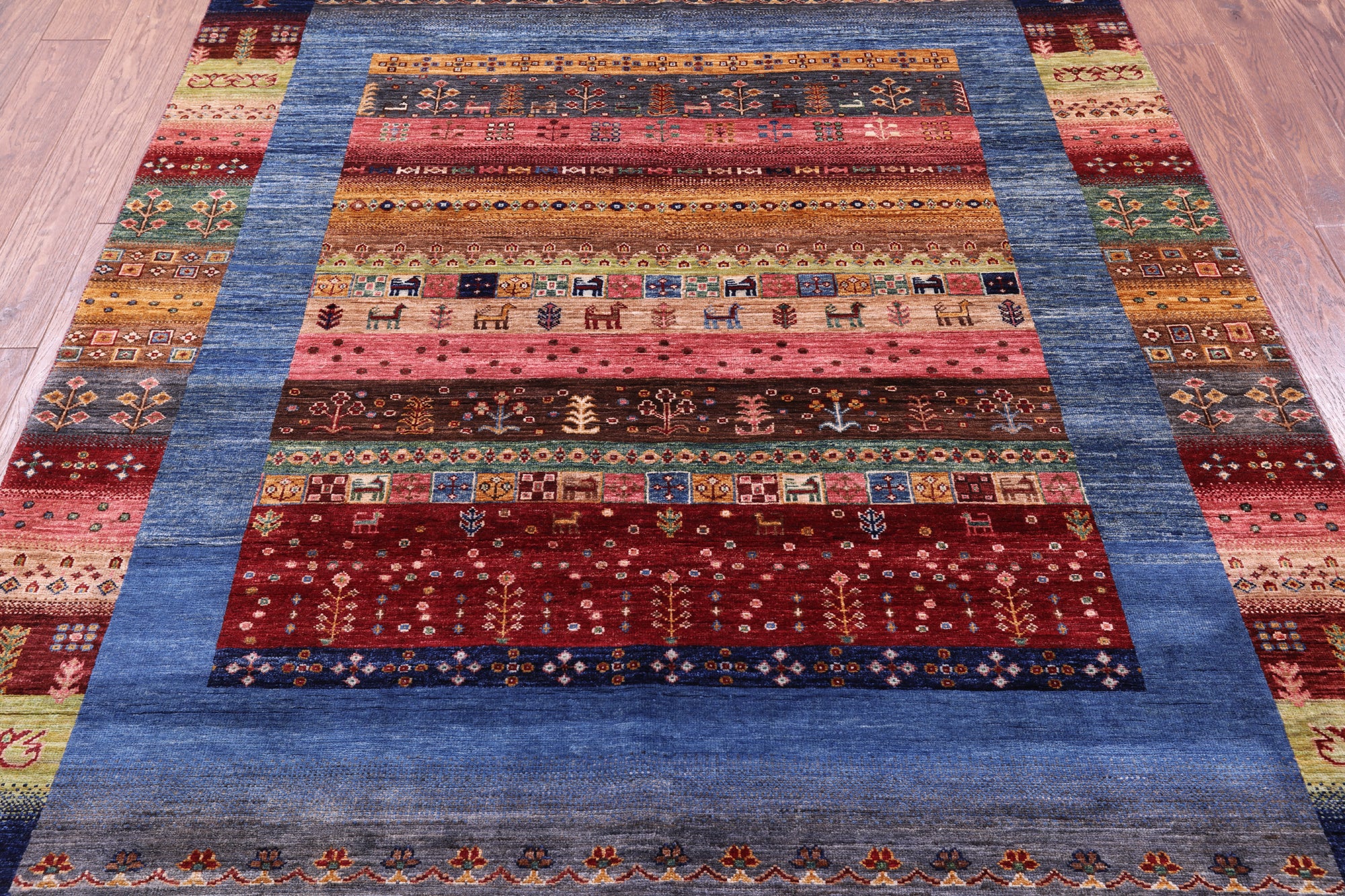 Persian Gabbeh Tribal Hand Knotted Wool Rug - 5' 9" X 7' 11" - Golden Nile