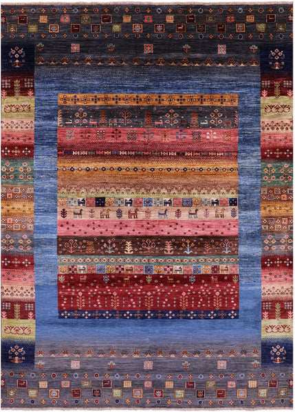 Persian Gabbeh Tribal Hand Knotted Wool Rug - 5' 9" X 7' 11" - Golden Nile