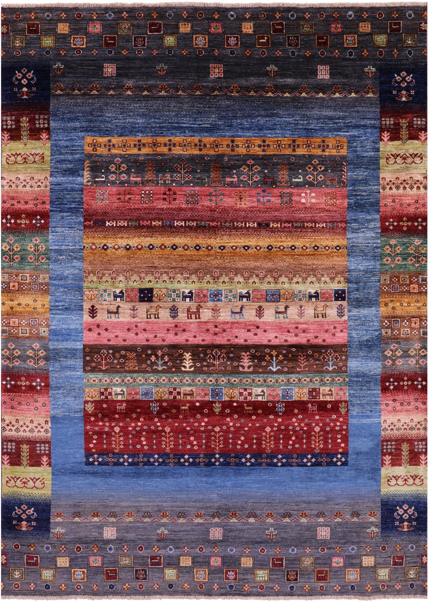 Persian Gabbeh Tribal Hand Knotted Wool Rug - 5' 9" X 7' 11" - Golden Nile