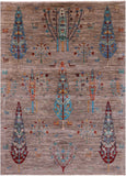 Persian Gabbeh Tribal Hand Knotted Wool Rug - 5' 8" X 7' 8" - Golden Nile