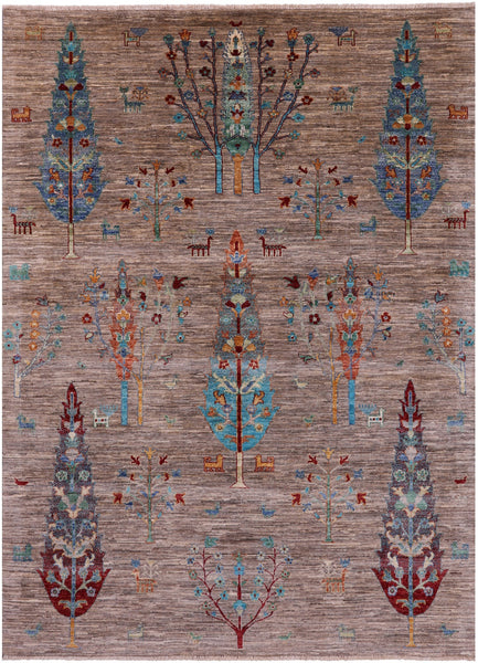 Persian Gabbeh Tribal Hand Knotted Wool Rug - 5' 8" X 7' 8" - Golden Nile