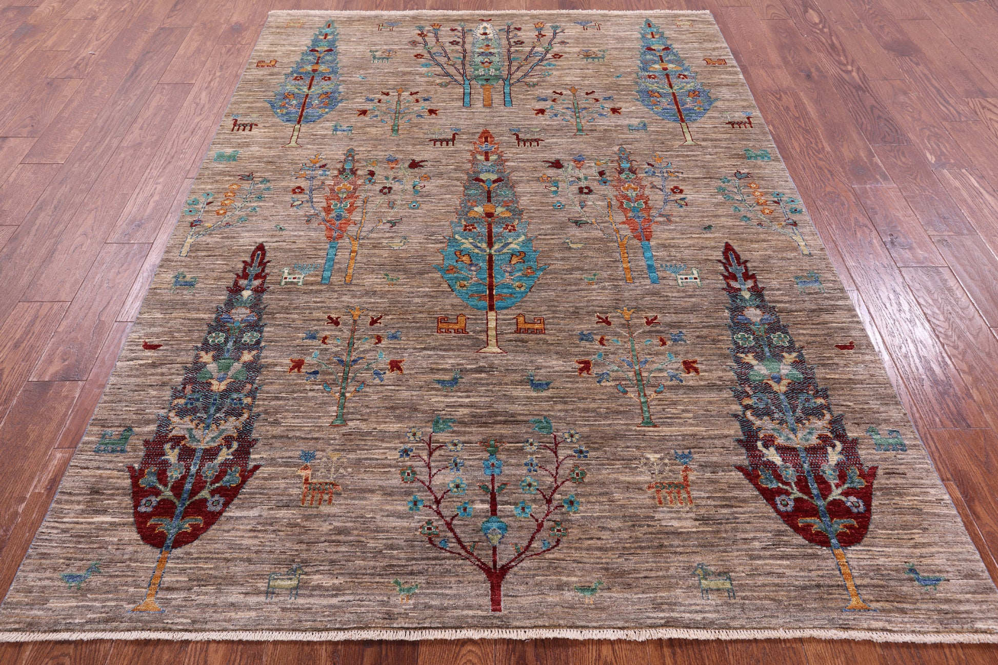 Persian Gabbeh Tribal Hand Knotted Wool Rug - 5' 8" X 7' 8" - Golden Nile