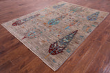 Persian Gabbeh Tribal Hand Knotted Wool Rug - 5' 8" X 7' 8" - Golden Nile