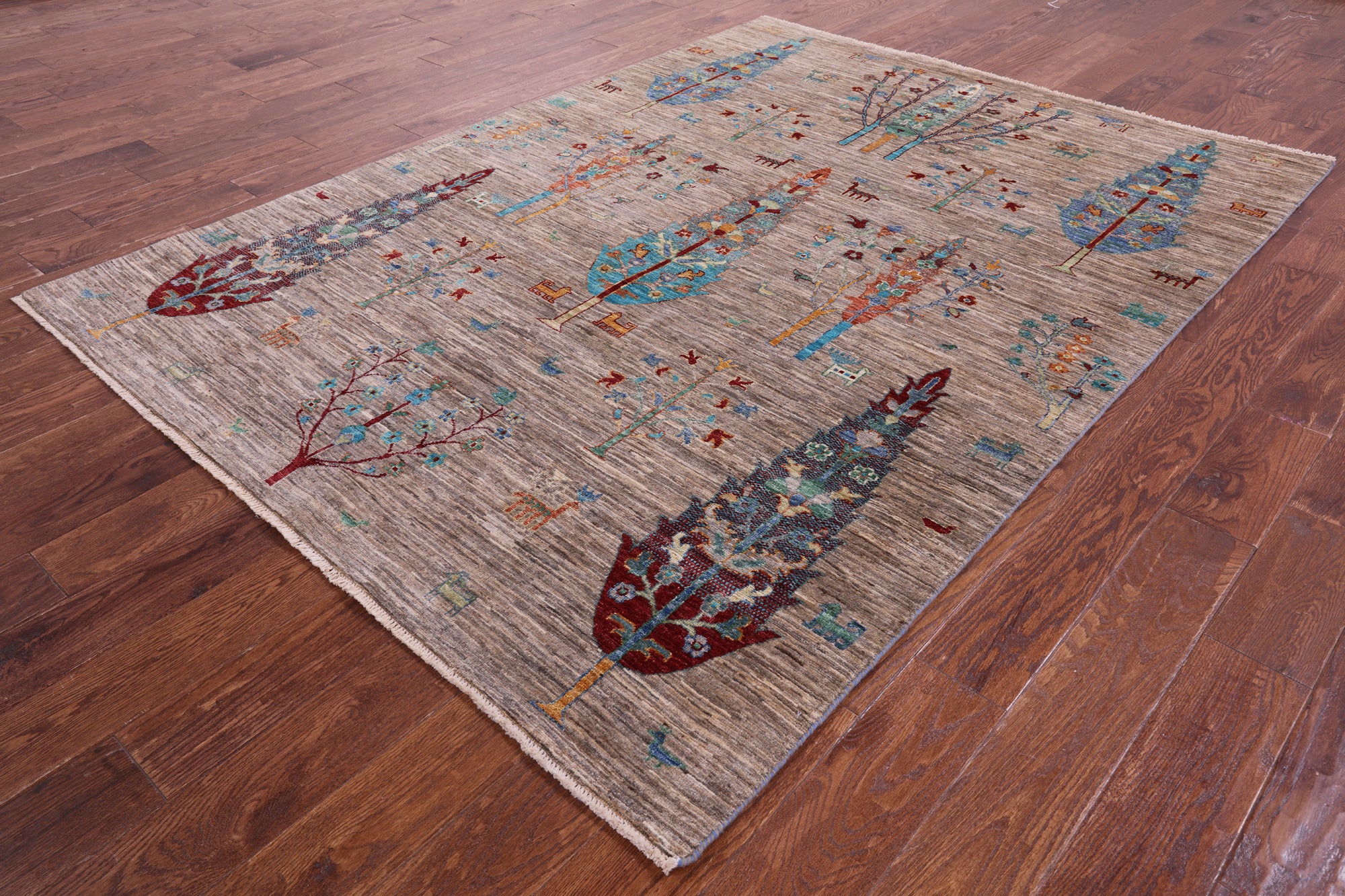 Persian Gabbeh Tribal Hand Knotted Wool Rug - 5' 8" X 7' 8" - Golden Nile