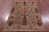 Tribal Persian Gabbeh Hand Knotted Wool Rug - 4' 2" X 6' 2" - Golden Nile