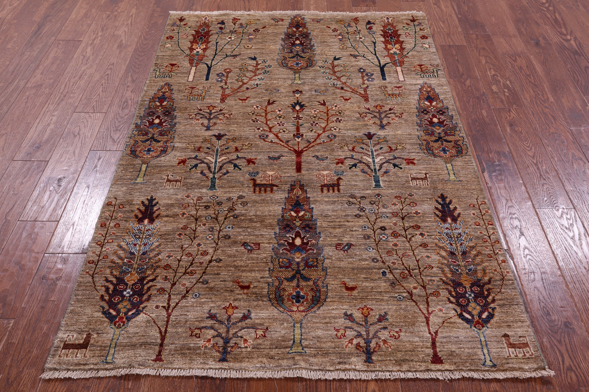 Tribal Persian Gabbeh Hand Knotted Wool Rug - 4' 2" X 6' 2" - Golden Nile