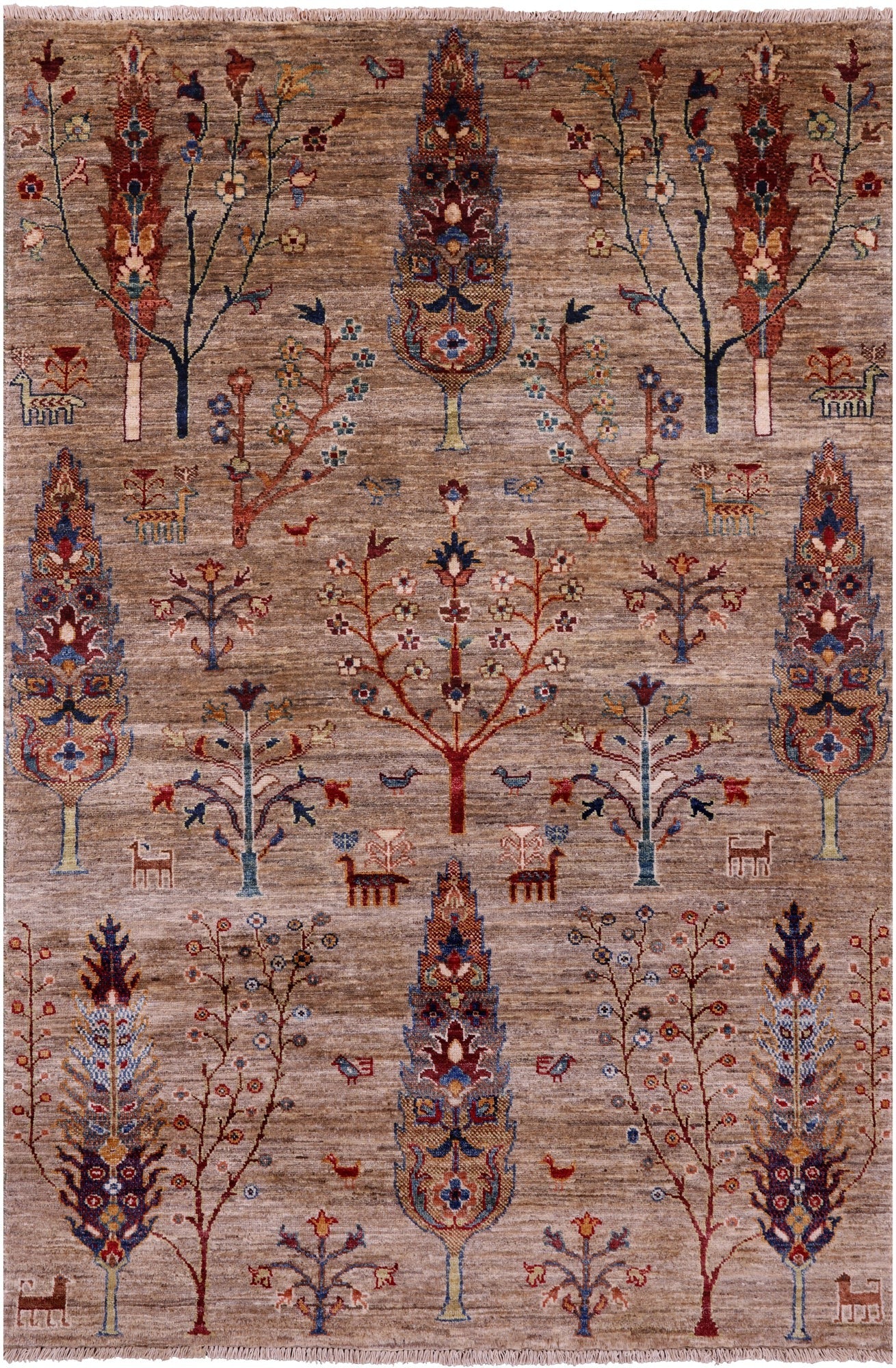 Tribal Persian Gabbeh Hand Knotted Wool Rug - 4' 2" X 6' 2" - Golden Nile