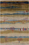 Persian Gabbeh Tribal Hand Knotted Wool Rug - 6' 4" X 9' 7" - Golden Nile
