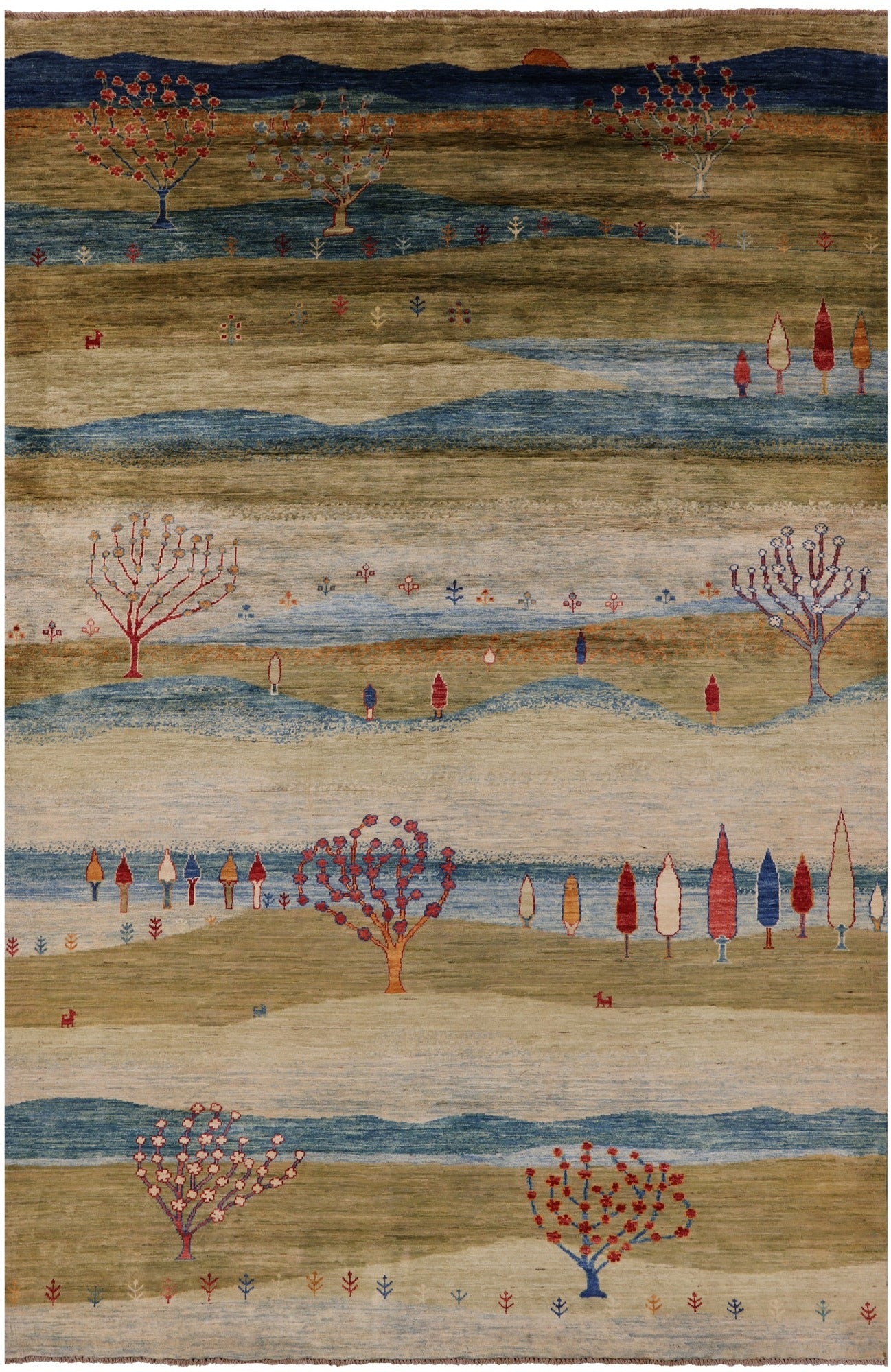 Persian Gabbeh Tribal Hand Knotted Wool Rug - 6' 4" X 9' 7" - Golden Nile