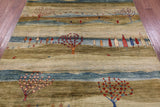 Persian Gabbeh Tribal Hand Knotted Wool Rug - 6' 4" X 9' 7" - Golden Nile