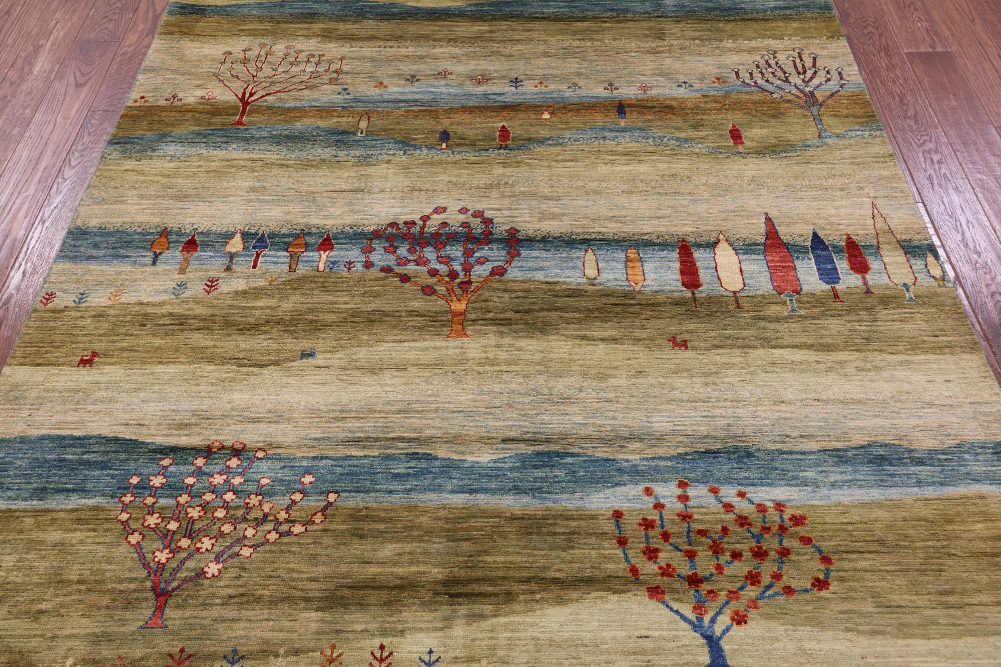 Persian Gabbeh Tribal Hand Knotted Wool Rug - 6' 4" X 9' 7" - Golden Nile
