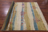 Persian Gabbeh Tribal Hand Knotted Wool Rug - 6' 4" X 9' 7" - Golden Nile