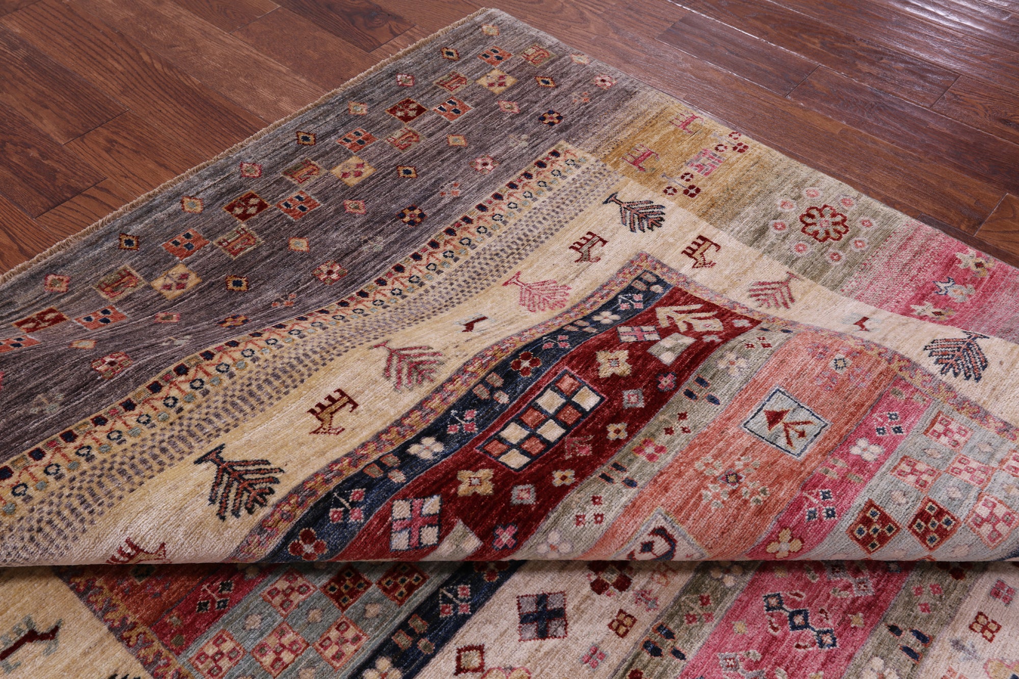 Persian Gabbeh Tribal Hand Knotted Wool Rug - 6' 7" X 10' 0" - Golden Nile