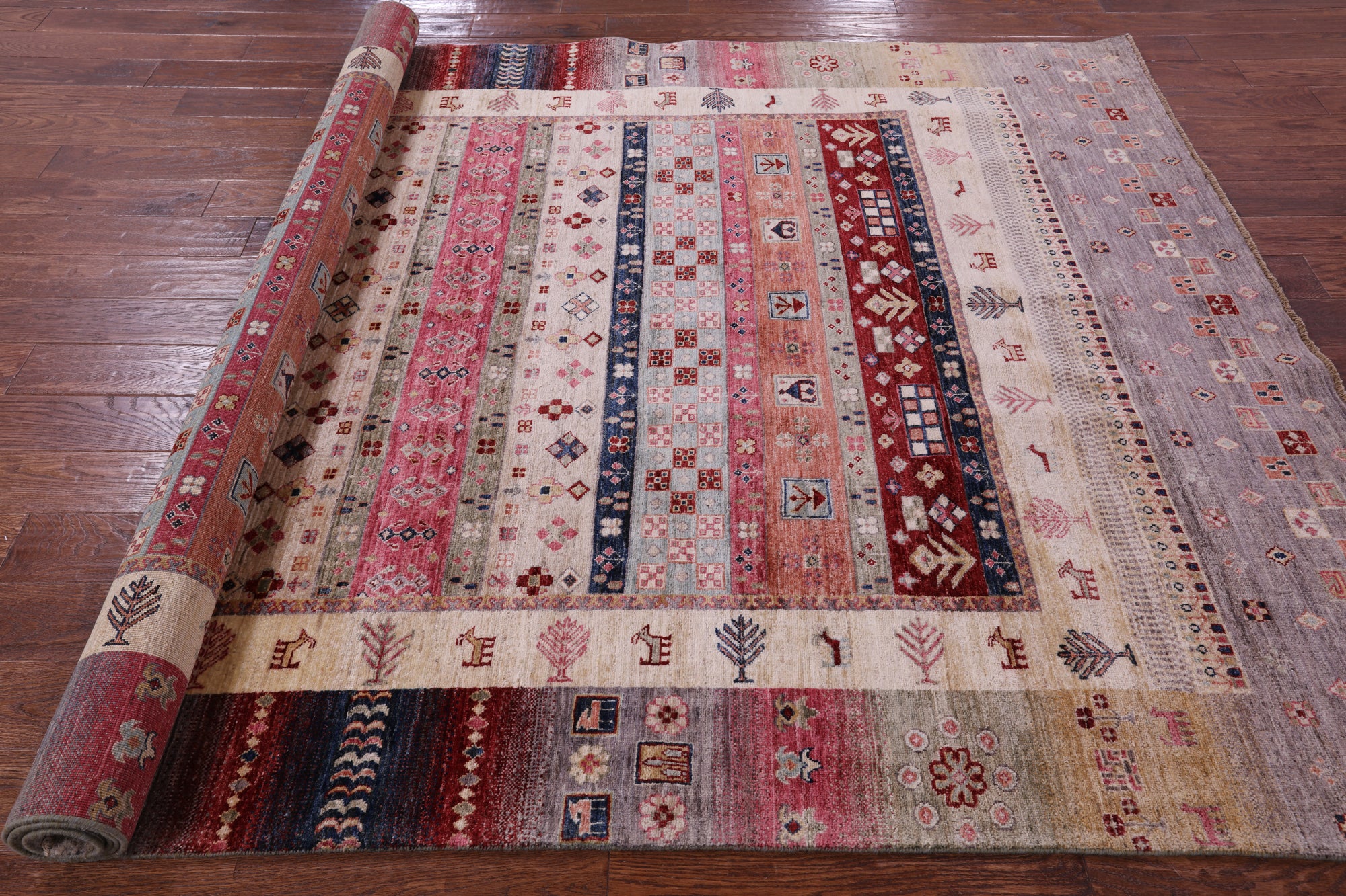 Persian Gabbeh Tribal Hand Knotted Wool Rug - 6' 7" X 10' 0" - Golden Nile