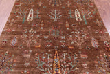 Brown Tribal Persian Gabbeh Hand Knotted Wool Rug - 5' 1" X 6' 6" - Golden Nile
