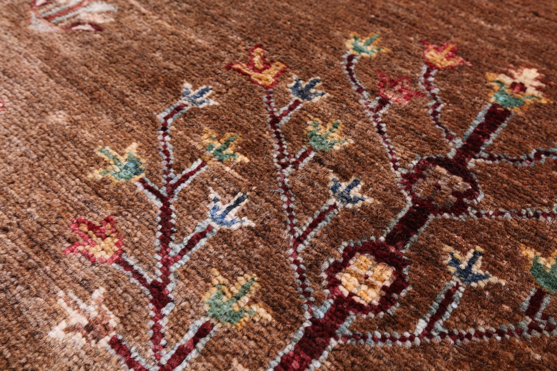 Brown Tribal Persian Gabbeh Hand Knotted Wool Rug - 5' 1" X 6' 6" - Golden Nile