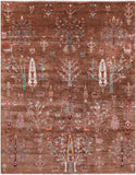 Brown Tribal Persian Gabbeh Hand Knotted Wool Rug - 5' 1" X 6' 6" - Golden Nile