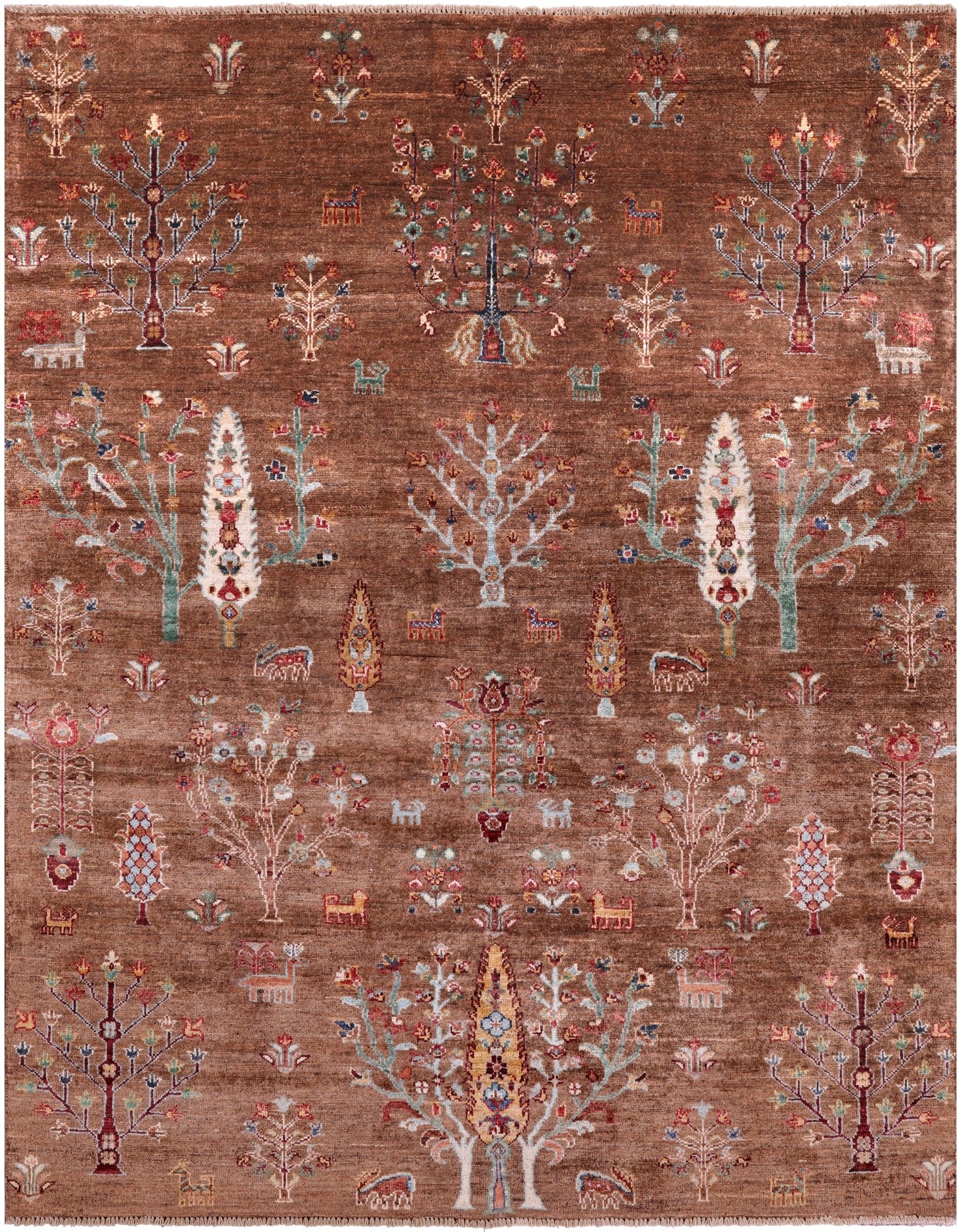 Brown Tribal Persian Gabbeh Hand Knotted Wool Rug - 5' 1" X 6' 6" - Golden Nile