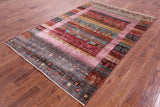 Persian Gabbeh Tribal Hand Knotted Wool Rug - 5' 7" X 8' 2" - Golden Nile