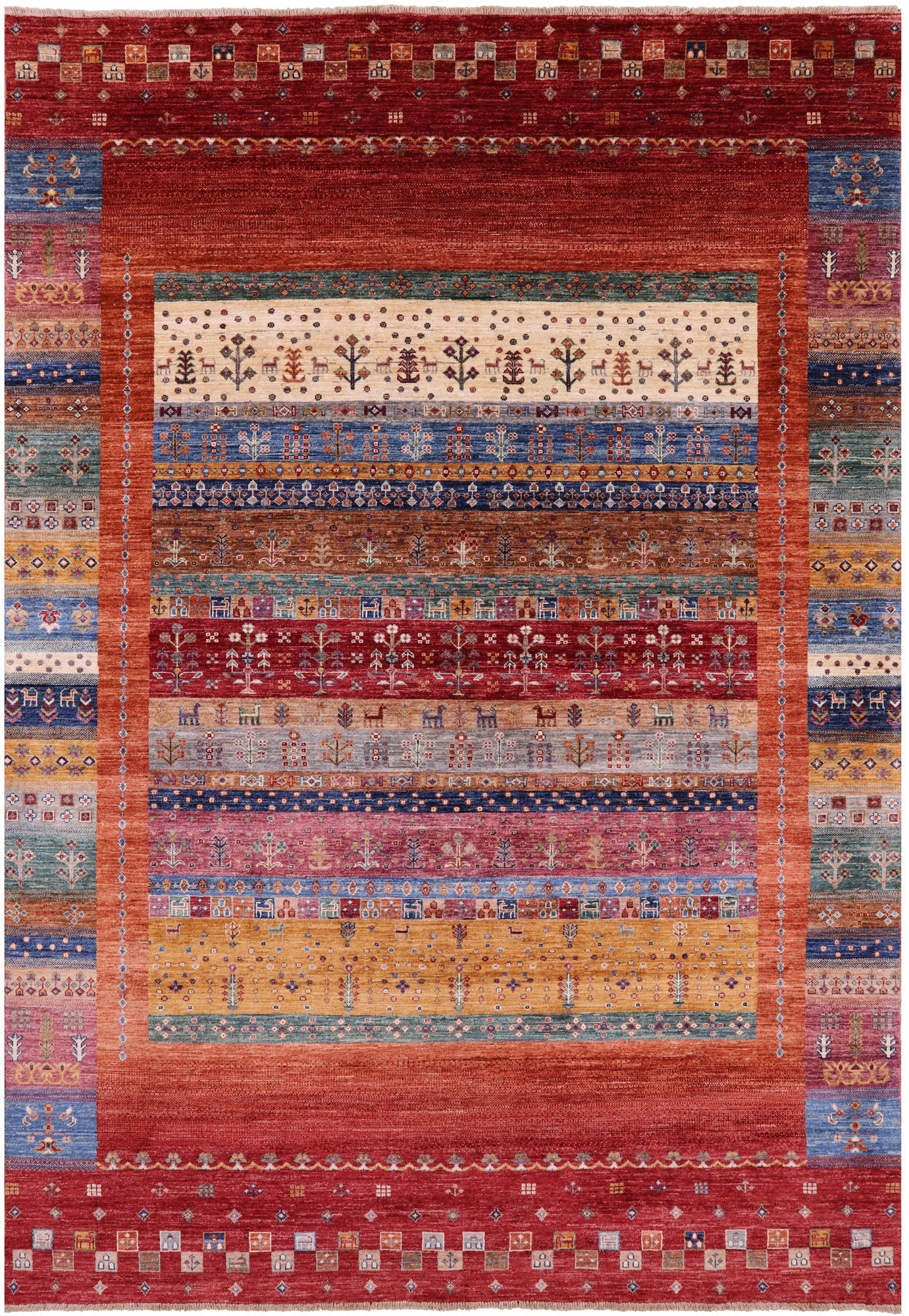 Persian Gabbeh Tribal Hand Knotted Wool Rug - 6' 10" X 9' 10" - Golden Nile