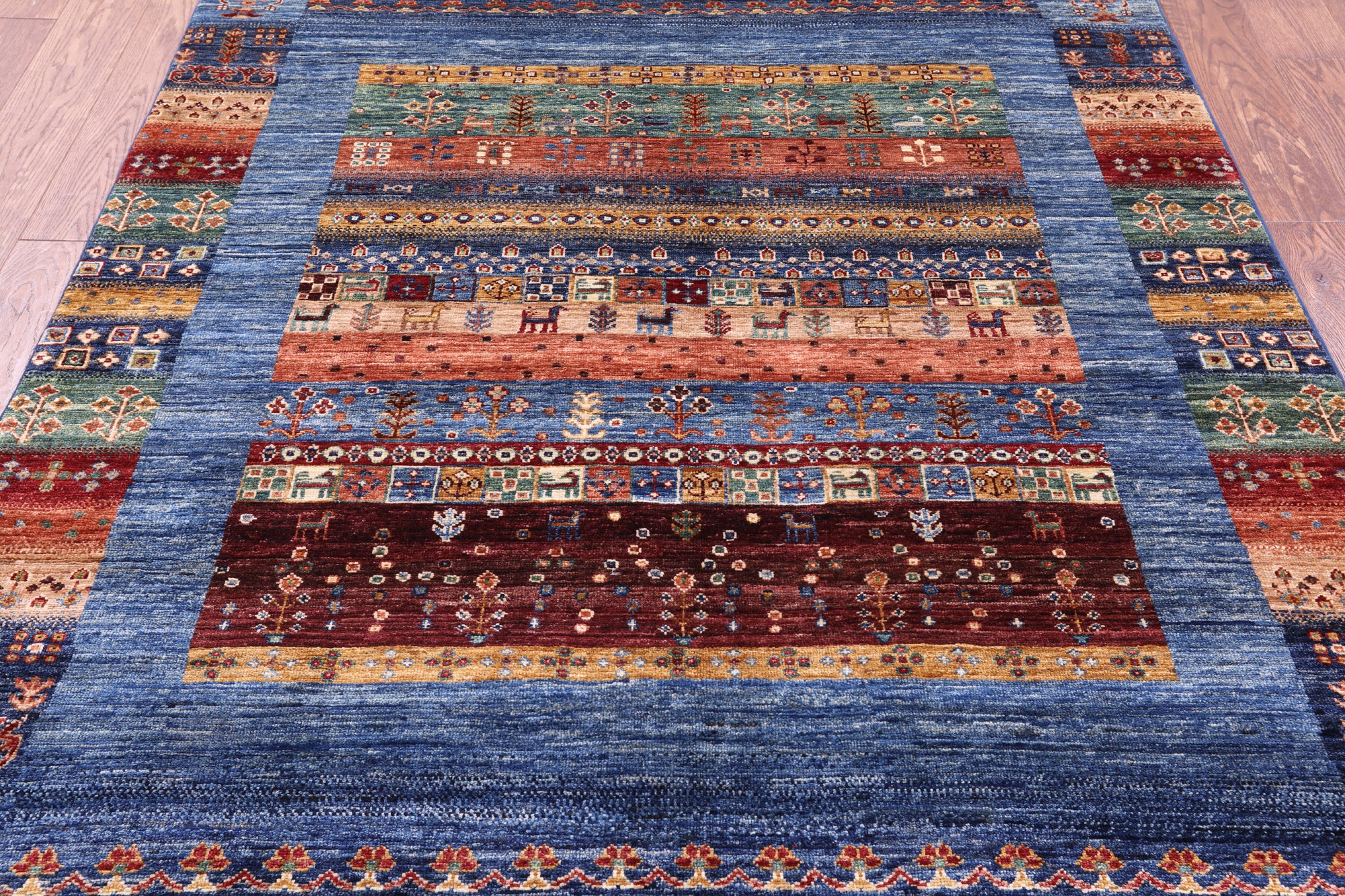 Persian Gabbeh Tribal Hand Knotted Wool Rug - 5' 1" X 6' 8" - Golden Nile