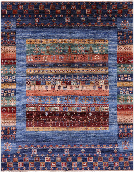 Persian Gabbeh Tribal Hand Knotted Wool Rug - 5' 1" X 6' 8" - Golden Nile