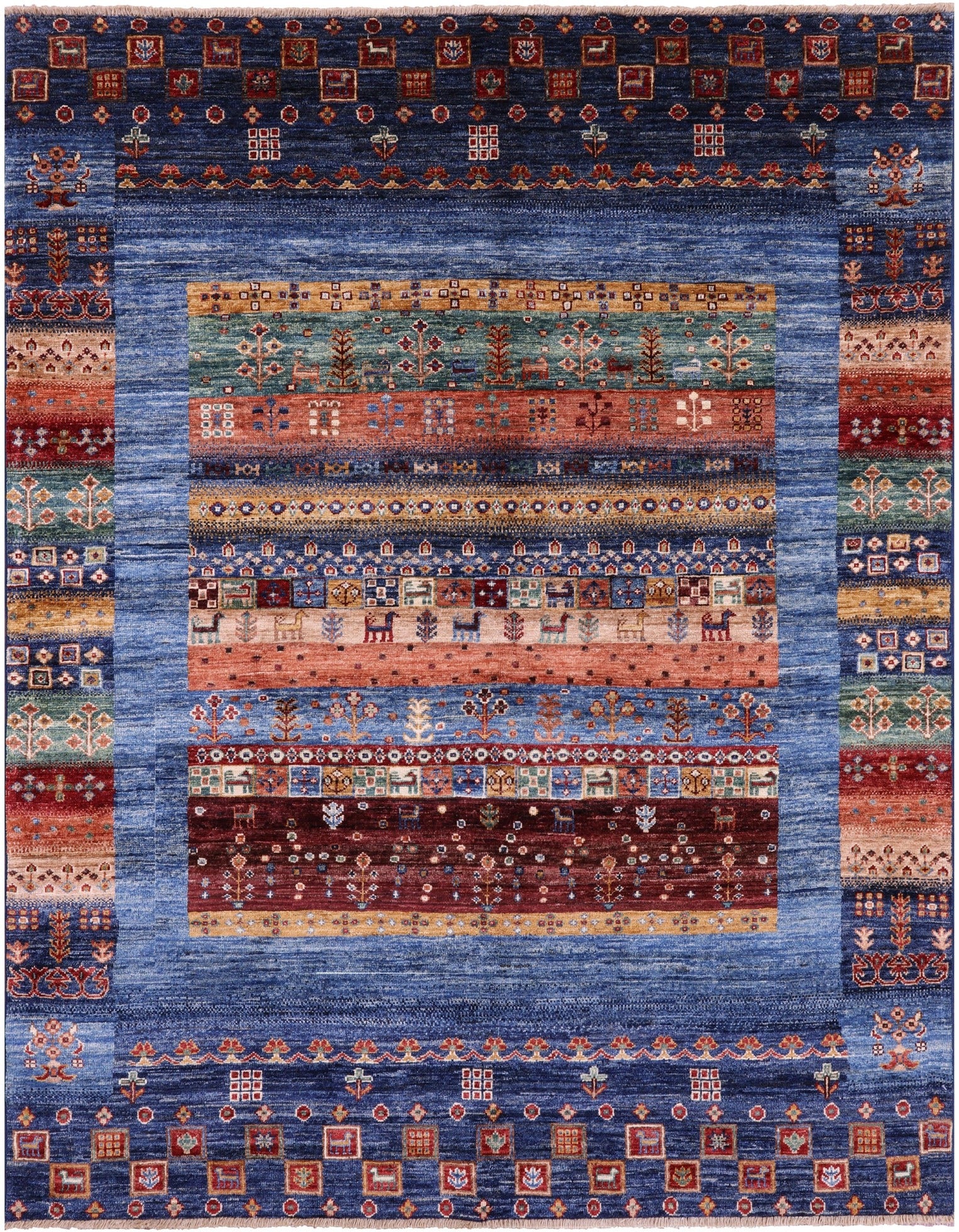 Persian Gabbeh Tribal Hand Knotted Wool Rug - 5' 1" X 6' 8" - Golden Nile