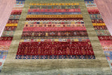 Persian Gabbeh Tribal Hand Knotted Wool Rug - 5' 7" X 8' 0" - Golden Nile