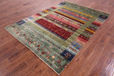 Persian Gabbeh Tribal Hand Knotted Wool Rug - 5' 7" X 8' 0" - Golden Nile