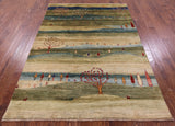 Persian Gabbeh Tribal Hand Knotted Wool Rug - 5' 8" X 7' 9" - Golden Nile